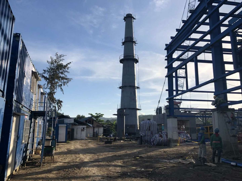菲律宾马斯巴特电厂烟囱吊装及电除尘器安装
